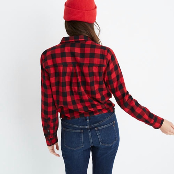 Madewell Buffalo Check Tie Front Flannel Shirt - Picture 2 of 3